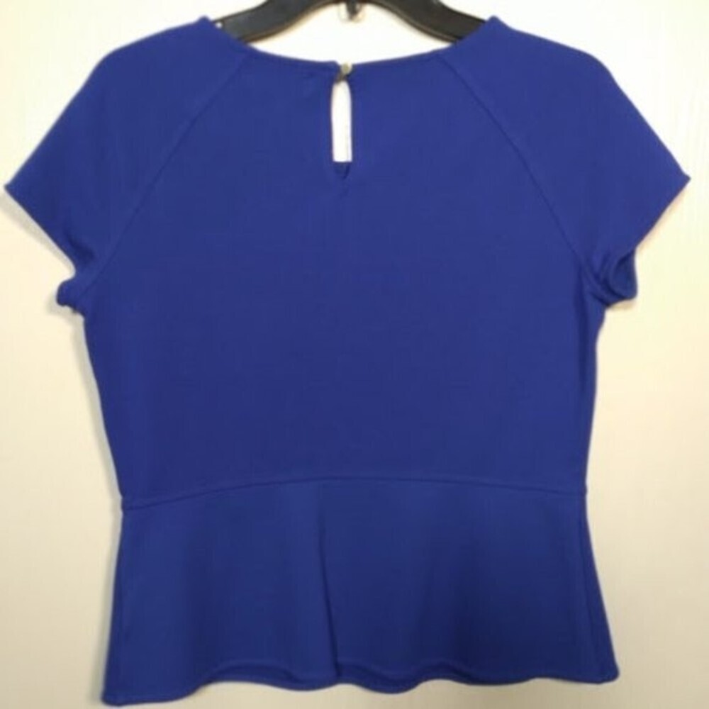Liz Claiborne Career Blue Peplum Top Size: M - Picture 13 of 15